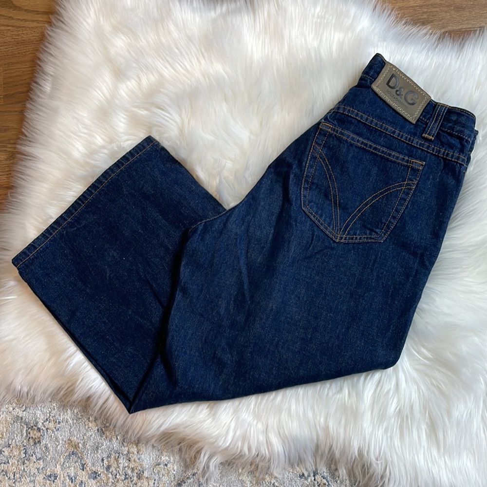 Dolce & Gabbana Dark Denim Wide Leg Jean Cropped Capris 28